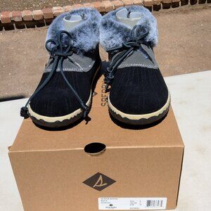 SPERRY Topsiders DUCK BOOTIE SLIPPERS WSW1020 NOS Box Black Womens 6